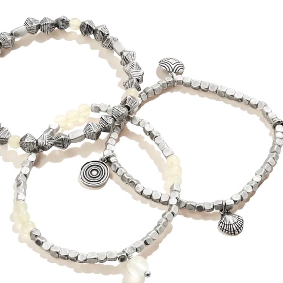 Alex and Ani - Nautilus Stretch Set of 3 with Semi Precious Gemstones NWT+card - Picture 2 of 2